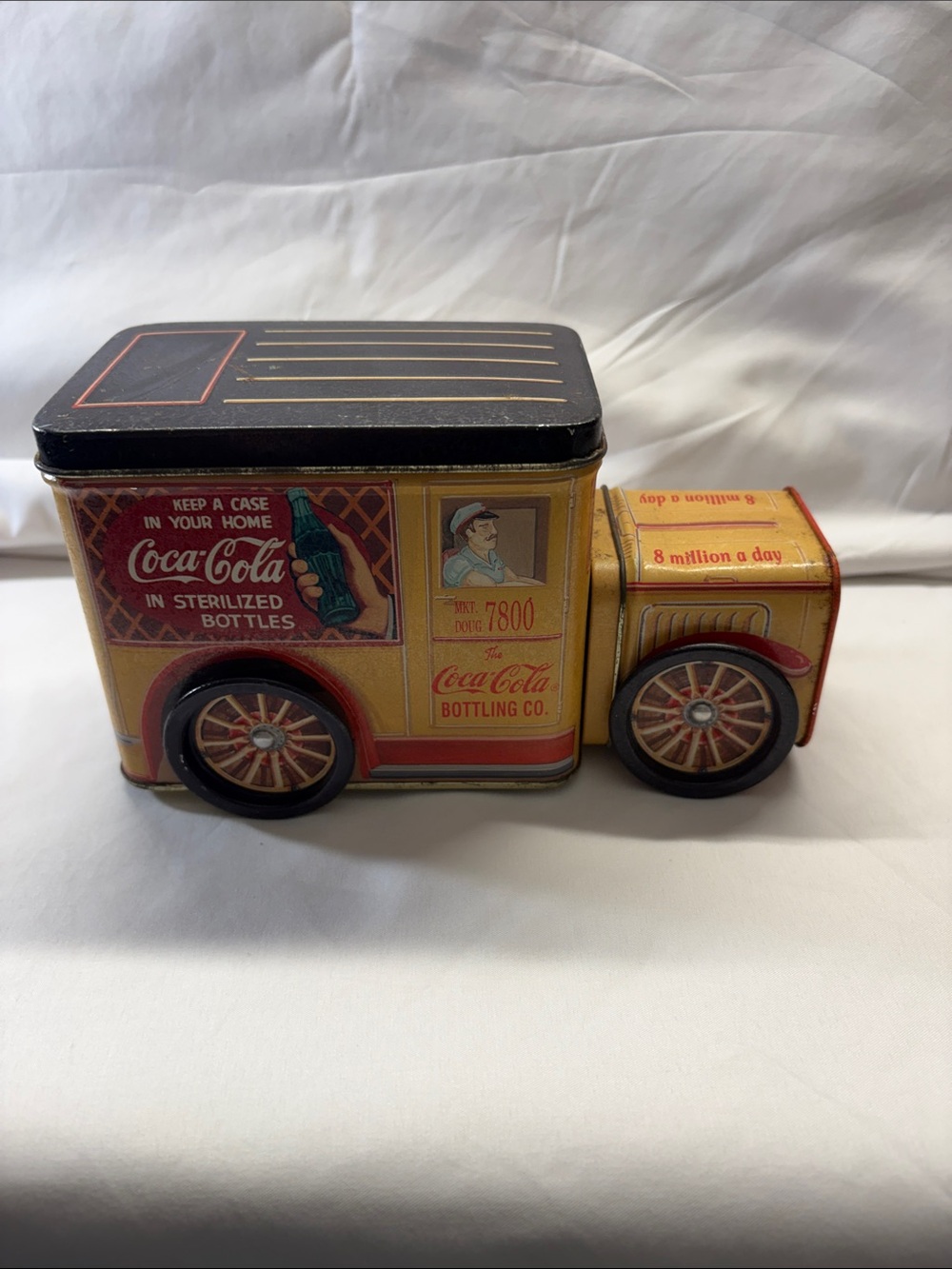 Coca Cola Yellow Delivery Yellow Truck Shaped Collector Tin Storage Box